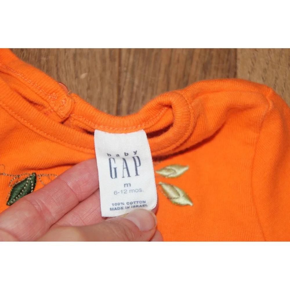 Baby GAP Orange‎ Giraffe Embroidered Long Sleeve Top Shirt 6-12 Months
